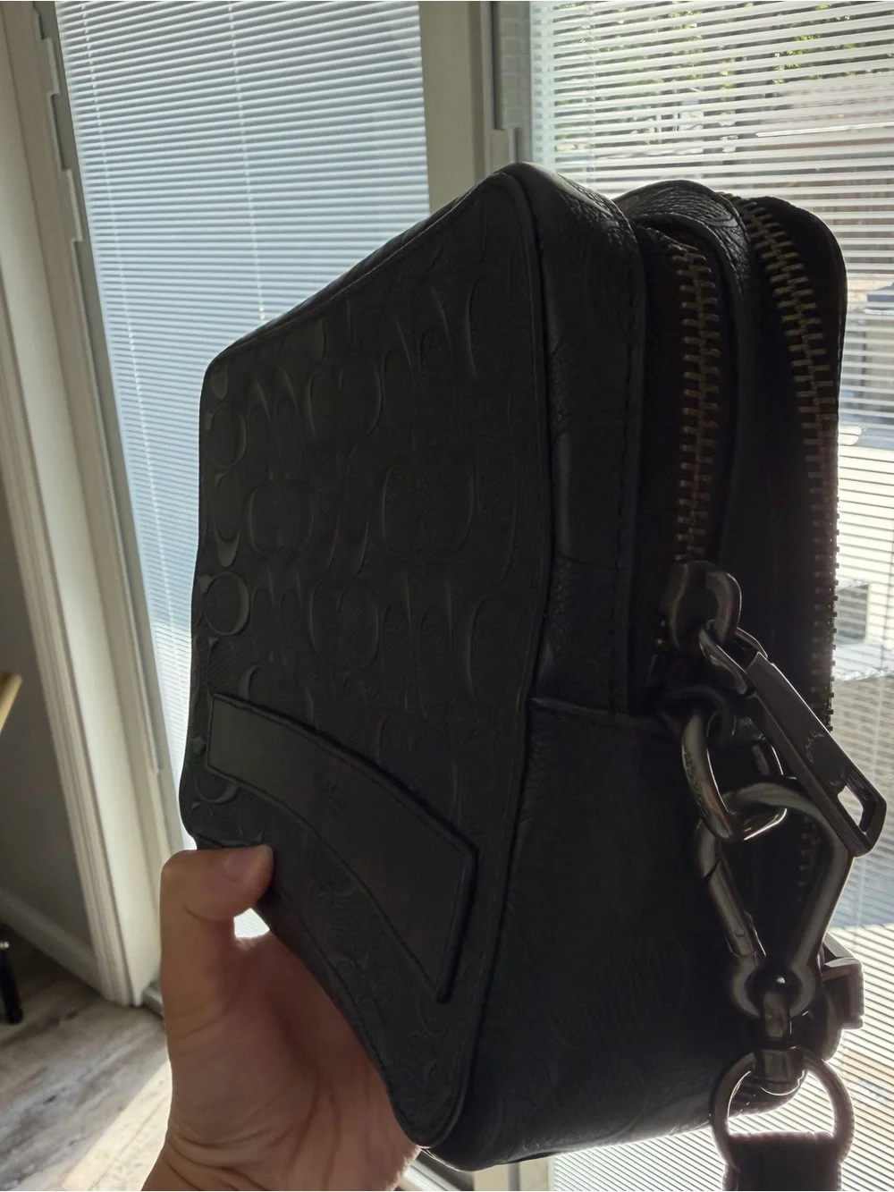 Coach Black Embossed Leather Toiletry Bag